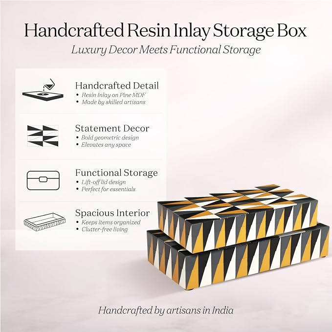 Handicrafts Home Large Decorative Storage Box with Lid, Coffee Table Storage Box, Decorative Remote Control Holder, Keepsake Storage Box for Living Room & Shelf Decor, Puzzle Guild 12 x 6 x 2