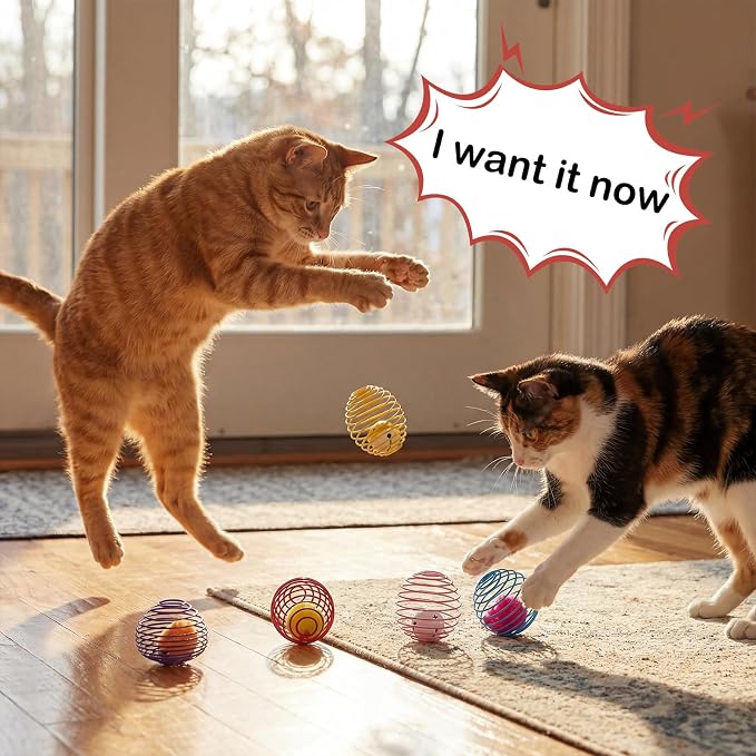 Jecery 5 Pcs Cat Toys Spring,Mouse and Bell,Multicolor