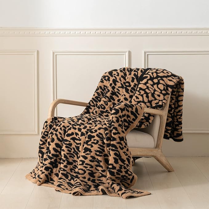MH MYLUNE HOME Ultra Soft Leopard Throw Blanket Plush, Brown, 71"x78" | Reversible Cheetah Print Blanket, Comfy Fluffy Fuzzy Plush Blanket Throws for Couch Bed, Cozy Blankets for Women Gift