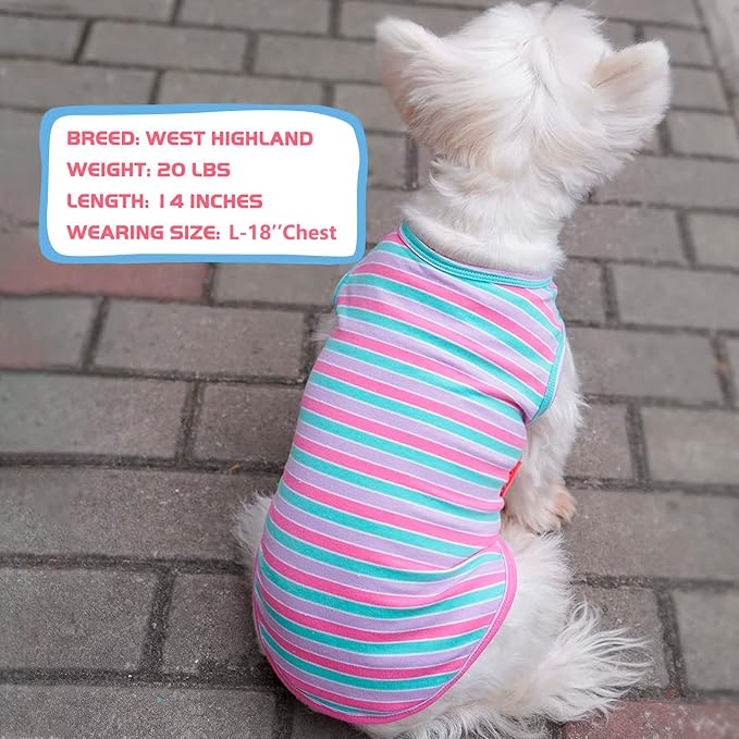 KYEESE 2Pack Cotton Dog Shirt for Large Dogs Soft Striped Tank Top | Reflective for Safety, Lightweight & Breathable, Gentle on Sensitive Skin, Stretchy & Free to Move, Comfortable Daily Wear