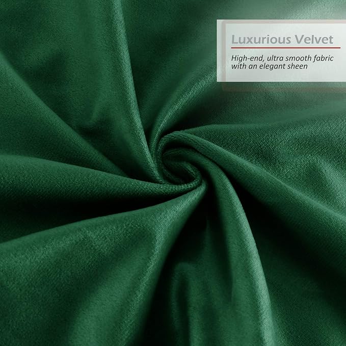 Throw Pillow Inserts Pack of 2 with Velvet Soft Solid Decorative Square Throw Pillow Covers Set for Sofa Couch Car Bedroom, 12X20 Throw Pillows Inserts with 12x18 Washable Cushion Covers, Hunter Green