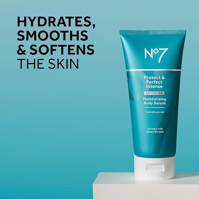 No7 Protect & Perfect Intense Advanced Body Serum - Anti Aging Serum with Hyaluronic Acid & Argan Oil - Collagen Peptide Skin Firming Body Moisturizer (6.7 oz)