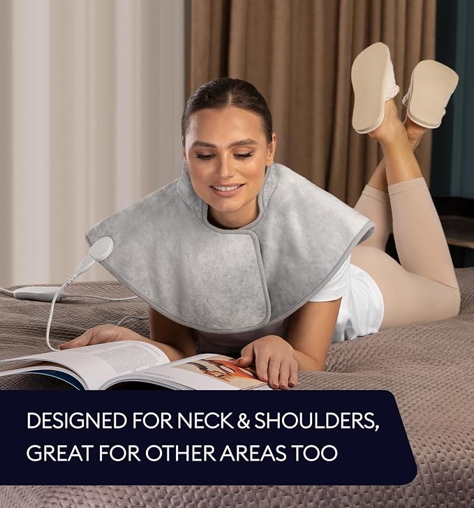 GENIANI Electric Throw - Heating Pad for Neck and Shoulders, Large Heated Pad for Neck Pain, Shoulder Heating Wrap with 4 Auto Shut-Off, 6 Heat Settings, Pain Relief, Gifts for Women Men - 22"x24"