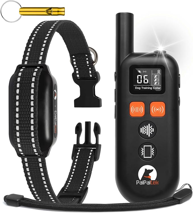 No Shock Dog Training Collar with Remote 3300ft Range, Humane Vibrating Dog Collar, 3 Modes Ultrasonic, Beep, Vibration for Small Medium Large Dogs - Security Lock & No Prongs