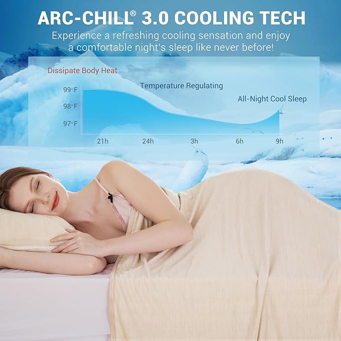 Elegear Revolutionary Cooling Blanket Queen Size Absorbs Heat, Keep Adult/Children/Babies Cool on Warm Nights, Japanese Q-Max>0.4 Arc-Chill Cooling Fiber, Summer Blanket for Night Sweat - Beige,Adult | Q-Max>0.5 Cooling Fabric, Absorbs Heat to Keep Bod...