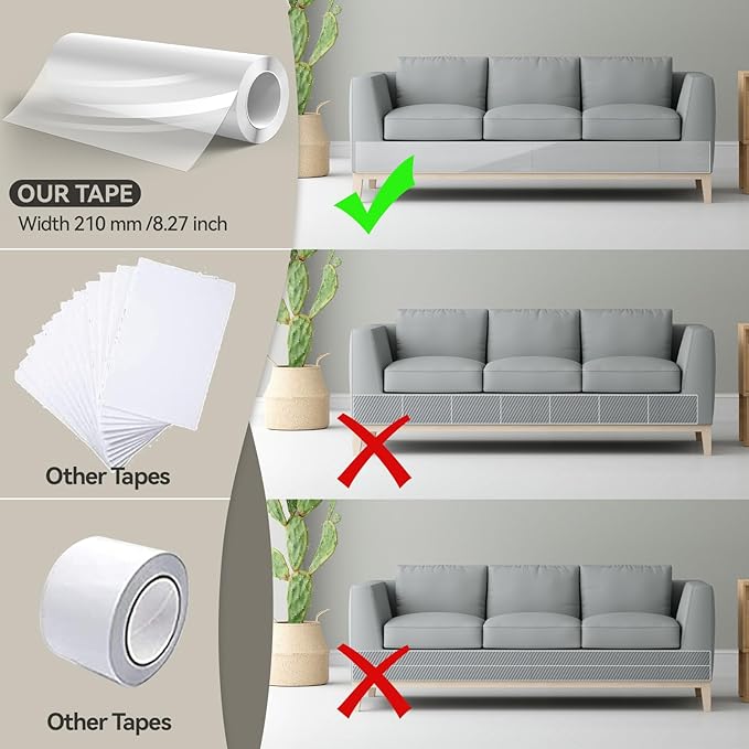 Anti Cat Scratch Furniture Protector (11.8" x 118") Single Sided | Thicken Vinyl Transparent Cat Anti Scratch Tape Flexible Couch Protector from Cat Claw Sticky Paws for Sofa, Door, Wall, Bed