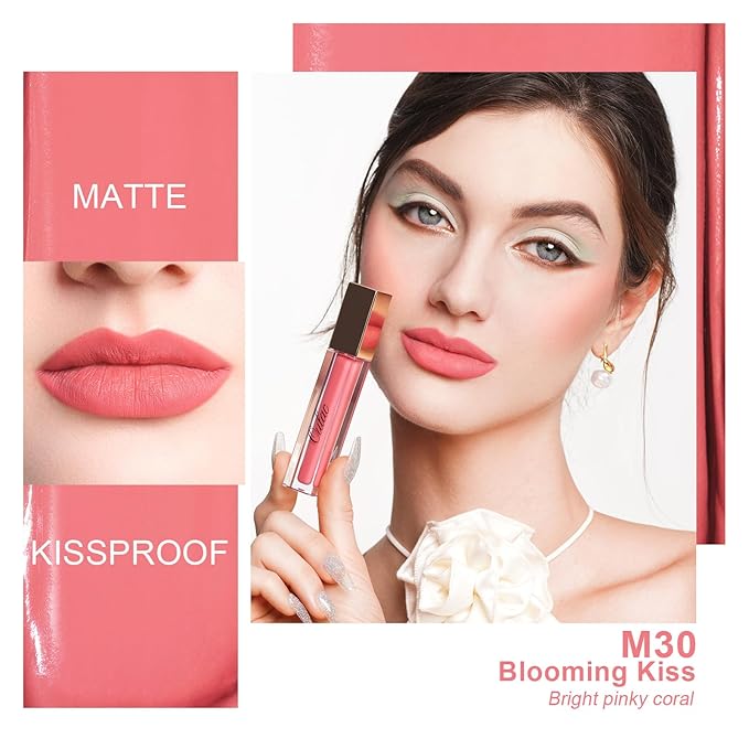 Oulac Pink Matte Lipstick for Women, Long Lasting Liquid Lip Stick High Impact Lip Gloss Full Coverage Lip Makeup with Vitamin E Waterproof Formula,Vegan M30
