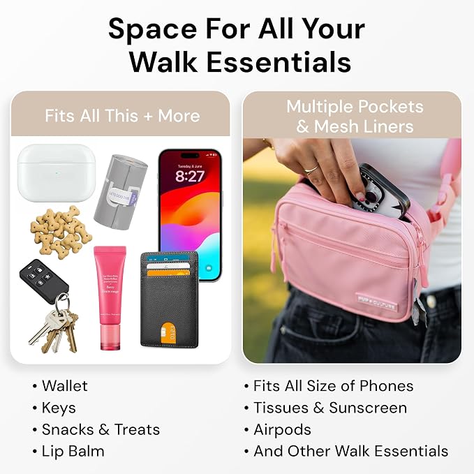 Pup Culture Dog Treat Pouch with Poop Bag Dispenser and Removable Treat Pouch | Cross Body Dog Walking Bag | The Perfect Puppy Training Tool and Even Better Gift