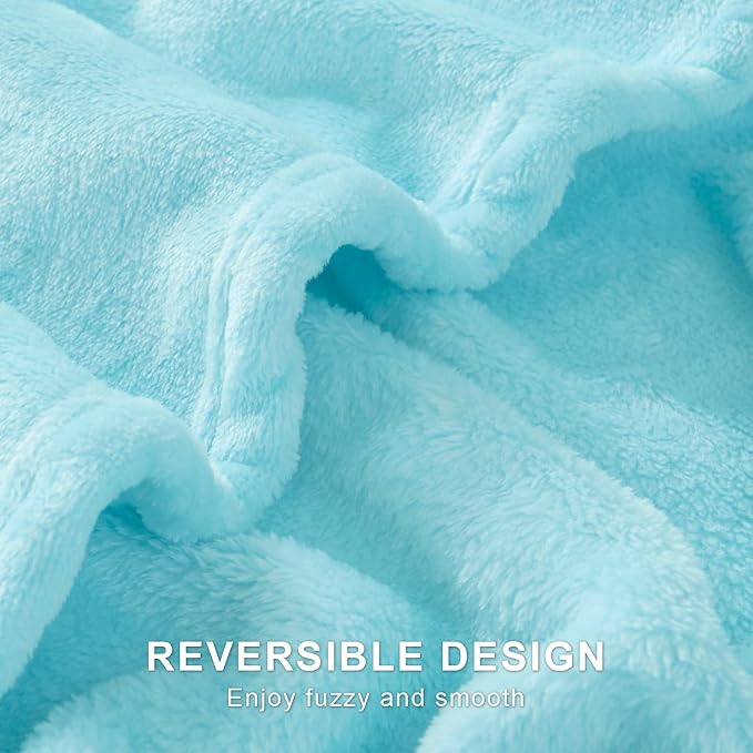 Hansleep Full Robin Egg Blue Fleece Blanket, Soft Flannel Bed Blanket | Fuzzy Cozy Blanket 84x90 Inches, Multi-use for Bed, Sofa, Couch, Travel, Camping, All Season Warm Lightweight Cover