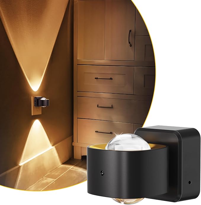 L LOHAS LED Night Light, Night Lights Plug into Wall, Projector Nightlight | Dusk to Dawn Sensor, 180°Rotating Nightlights, Soft White Ambient Lighting for Bathroom, Hallway, Gaming Room, Gifts,1 Pack