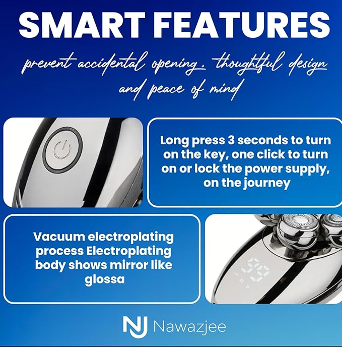 Head Shavers for Bald Men Electric Razor Dry/Wet IPX8 Waterproof 5 in 1 Head Razor Rechargeable LED Display High Speed Motor Head Shaver for Face Body Ear Nose Trimmers Cordless Portable Shaver