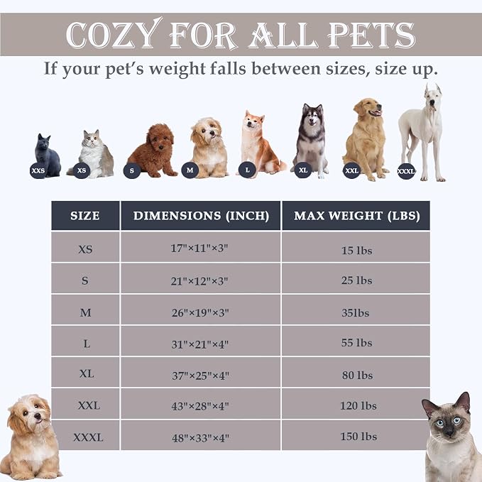 Washable Calming Dog & Cat Bed for Ultra Large Small Medium Size Pet | Calming Cute Warming Mat House Supply Indoor, 8 Sized Deal Necessity Essential Furniture for Boy Girl Puppy Kitten kitty