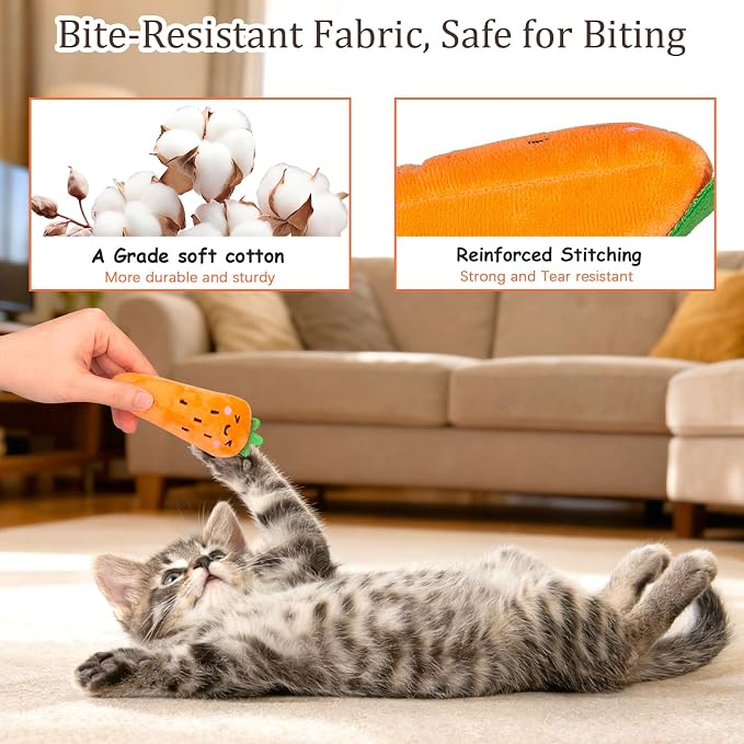 ETEKYER Catnip Cat Toys for Indoor Cats, Vegetable Shape 5 Pack