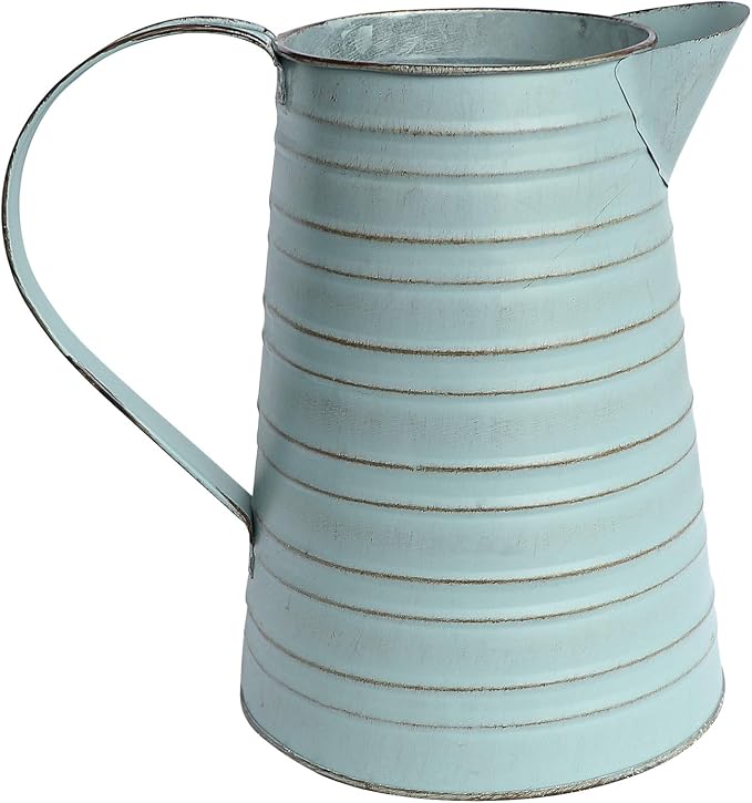 Shabby Chic Metal Jug Vase Pitcher Flower Holder for Home Decoration