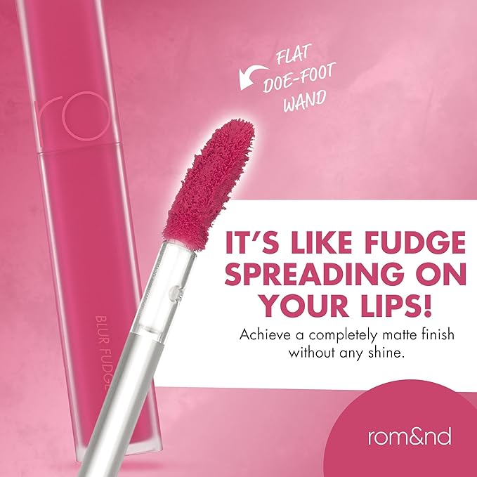 rom&nd BLUR FUDGE TINT | 05 BIBI CANDY Barbie Pink | Weightless Velvety Matte Lipstick | Non-Drying Long-Lasting K-Beauty Lip Tint for All Skin Tones | Highly Pigmented & Smooth Application
