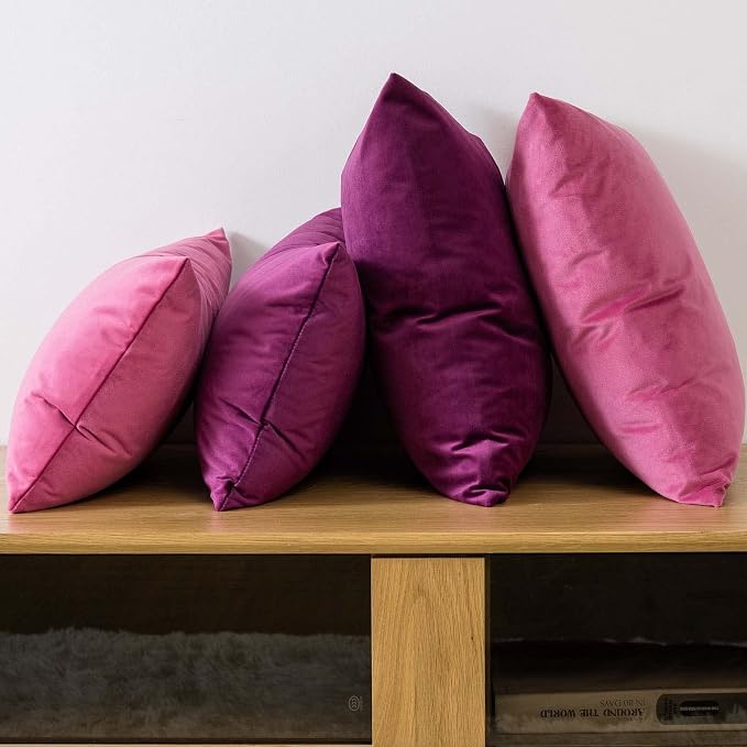 26x26 Throw Pillow Covers Decorative Velvet Couch Covers Set of 2,Rose Red | JUSPURBET Cozy Soft Velvet Pillowcases with Invisible Zipper for Modern Couch Sofa Bed Living Room Bedroom Home Decor