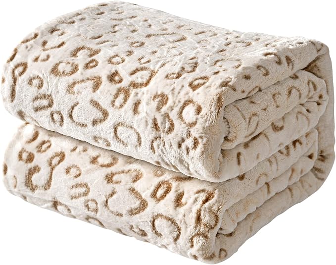 Flannel Fleece Throw Blanket, Lightweight Cozy Plush Microfiber Bedspreads for Adults,60"X80",Brown Leopard