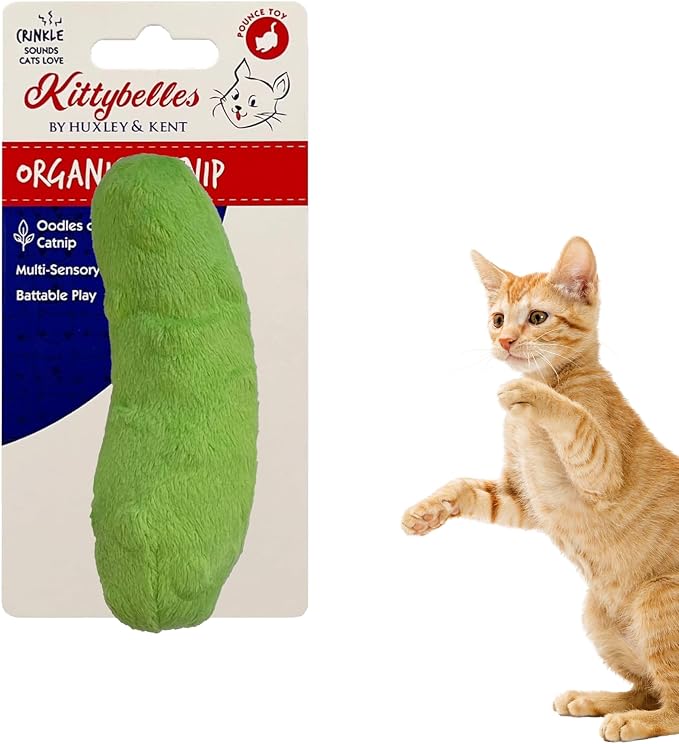 Huxley & Kent Plush Crinkle Catnip Cat Toy, Pickle