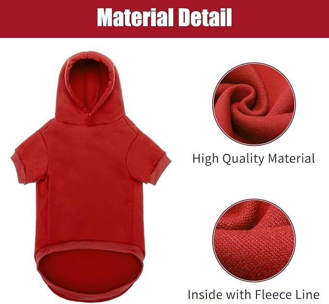BINGPET Security Dog Hoodie, Pet Sweater Clothes with Leash Hole, Red | Warm Dog Sweatshirt for Small Medium Large Dogs, All-Season Cold Weather Comfort & Fit, Soft Winter Hooded Pullover Outfit