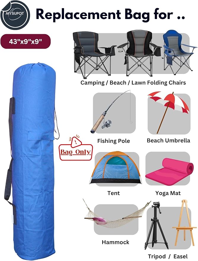 Replacement Bag for Folding Camping Chair, Portable Camp Chair, Hammock, Yoga Mat, Umbrella, Tents, Tripods, Fishing Poles - 420D Oxford Polyester Fabric