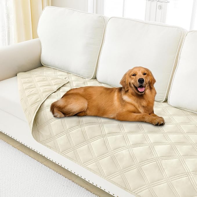 Smiry Waterproof Dog Bed Cover, Reversible Pet Blanket for Sofa Couch | Soft Washable Dog Blanket, Leakproof Couch Cover for Dogs Cats & Furniture Protection, 30x70, Beige/Beige