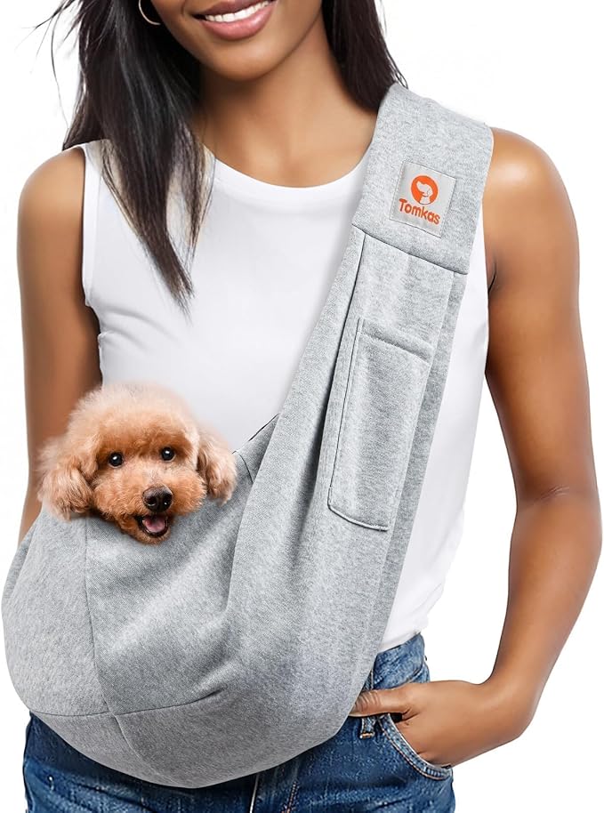 Tomkas Dog Cat Carrier Sling Classic Pocket & Classic Strap(M,Grey)