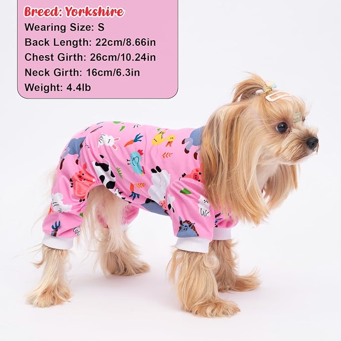 4 Pack Dog Pajamas Soft Lightweight Dog Recovery Suit Onesie Clothes for Small Medium Female Pet Boys Girls Dogs