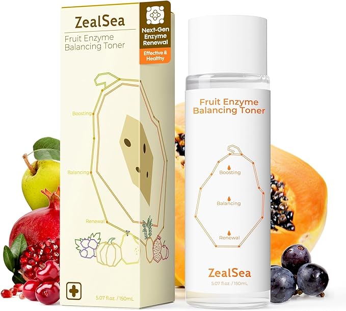 ZealSea Fruit Enzyme Balancing Prep Toner, Healthy Enzyme Renewal for Daily & Long-Term Use, Hydrating & Oil-Water Balance, Skin Prep for Better Absorption, Sensitive & Teen Skin Friendly, 5.07oz