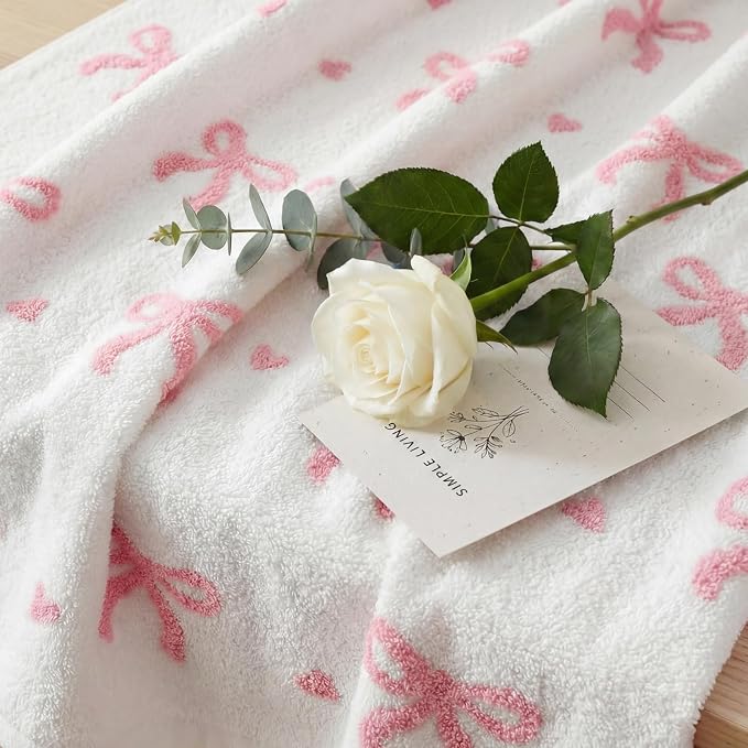 Soft Throw Blanket for Couch-Cozy Reversible Knitted Blankets | Lightweight Warm Fluffy Decor for Women, Mom, Her & Girls, Sofa, Chair, Bed, 50x60in,Bubble Bowknot Pink