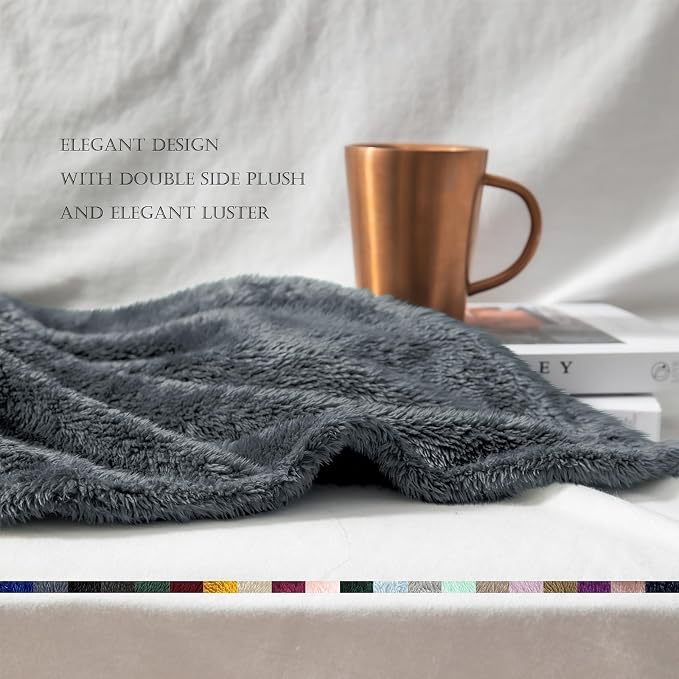 Exclusivo Mezcla Fuzzy Plush Fleece Bed Blanket Twin XL Size, Dark Grey | 90x66 Inches, Super Soft and Cozy Bed Blanket, Fluffy Blanket for Bed, College Dorm Room Essentials, All Season