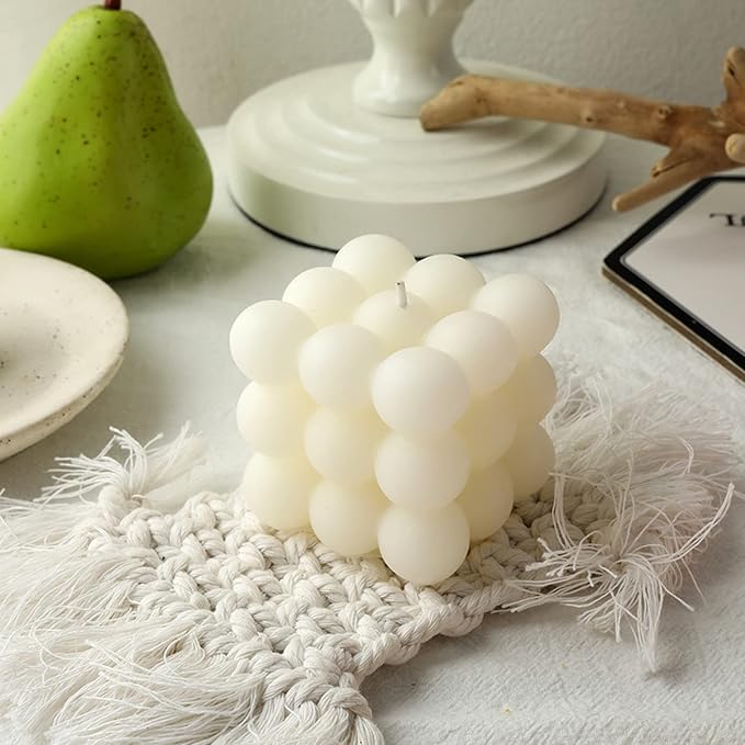 2-Pack Handmade Soy Wax Aromatherapy Candle - White Cube & Female Body Shaped, Scented Decorative Candle for Bedroom, Bathroom & Wedding