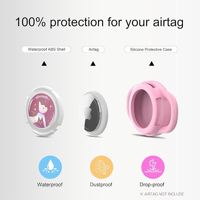 Waterproof AirTag Holder for Dog Collar, Soft Slide-On Dog AirTag Holder | Full-Body Protection, No-Dangle Fit, Ultra-Durable, Lightweight, Tool-Free Installation, Fits Dog & Cat Collars