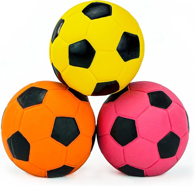 CHIWAVA 3PCS 2.7'' Squeak Latex Dog Toy Football Fetch Ball for Medium Dogs