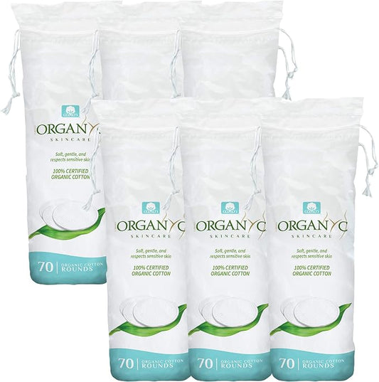 Organyc - 100% Certified Organic Cotton Rounds - Biodegradable Cotton, Chemical Free, for Sensitive Skin (420 Count) - Daily Cosmetics. Beauty and Personal Care