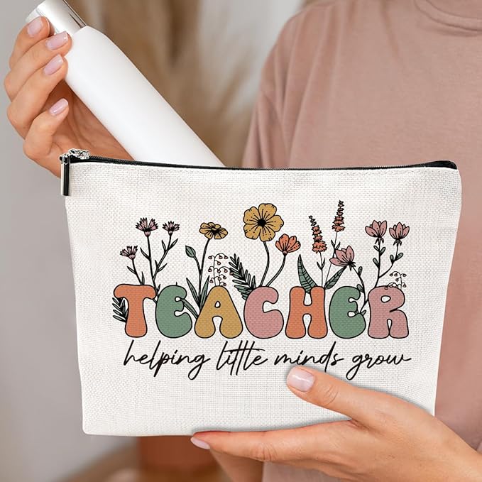 Inspirational Teacher Appreciation Cosmetic Bag - Makeup Pouch for Retirement, Christmas, Birthday - Best New Gift for Women, Colleague, Tutor, Principal