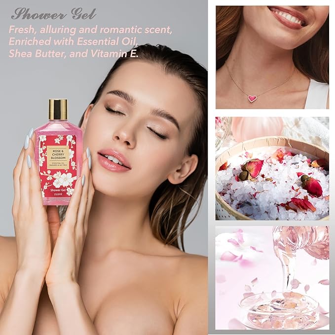 36Pcs Mothers Day Gifts for Mom - Rose Bath and Body Gift Set, Spa Gift Set for Women, Beauty Care Kit | Gift for Women Christmas, Birthday, Valentines Day Gifts for Her Wife Perfect for Travel