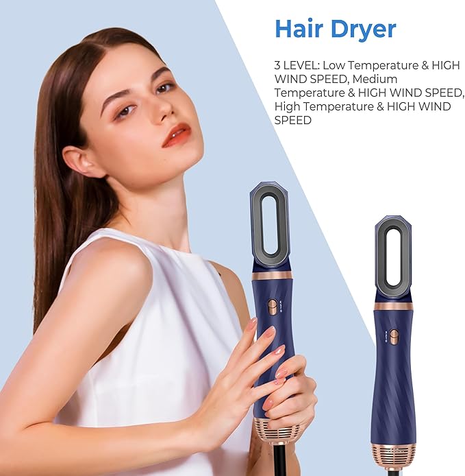 6 in 1 Hair Dryer Brush Set, Negative Ion Blow Dryer Brush Upgrade Hot Air Brush Air Styler Curling Wrap Air Curler, Curling Iron Hair Styling Tools As A Gift for Straight/Curl/Drying/Smoothing