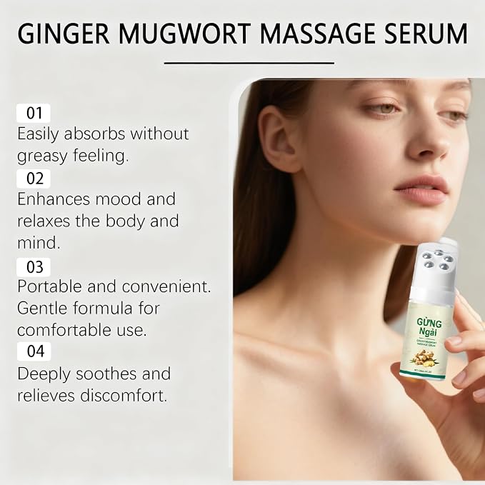 Ginger Mugwort Roller Massage Liquid, Gentle Nourishing & Moisturizing, Neck and Shoulder Comfort Care Essence, Natural Plant Extracts for Relaxation (1)