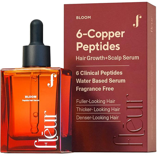 Bloom Clinically Copper GHK-CU Peptide Hair Serum for Hair Growth - Non-Greasy & Lightweight Advanced Multi Copper Peptides for Thinning Hair - Promotes Fullness, Reduces Shedding - Made in USA