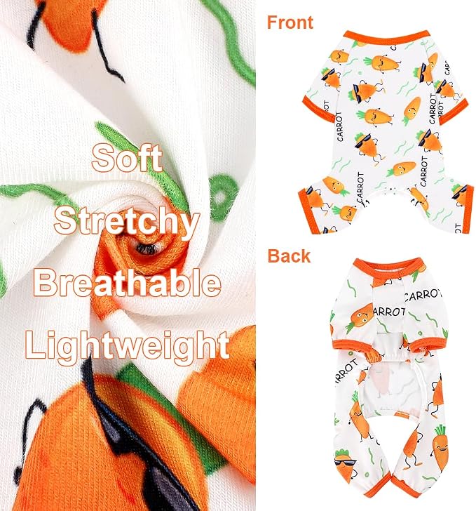 Dog Pajamas for Small Dogs Boy Girl, Dog Clothes Tiny Chihuahua Yorkie Spring Summer Shirt, Cute Puppy Outfit Pjs Jumpsuit Cat Onesie Apparel Pet Clothes