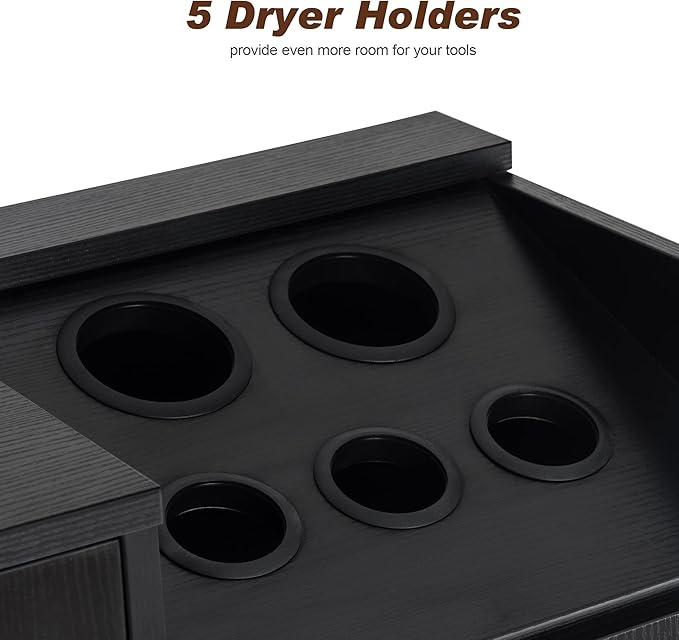 BarberPub Locking Storage Cabinet Barber Utility Unit Beauty Salon Station with Holders Styling Equipment with Drawers 2032