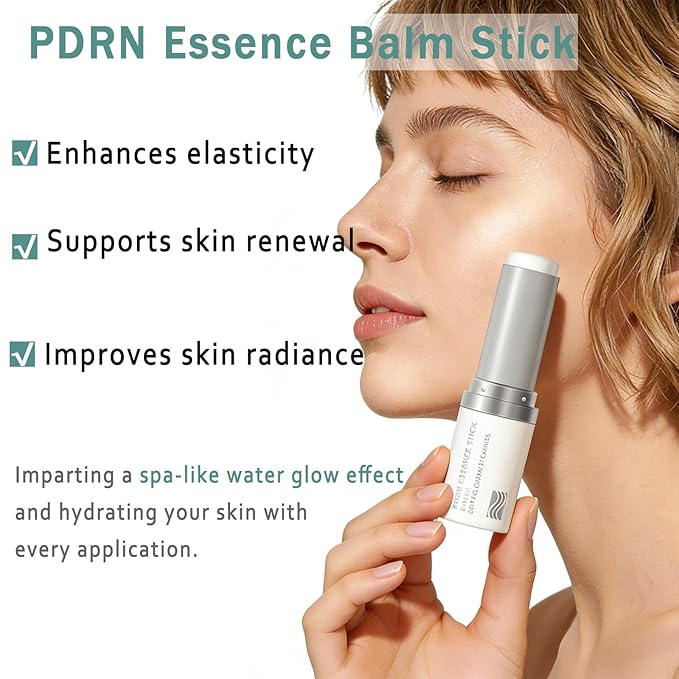 Spirulina Vegan Essence PDRN Balm Stick | Sodium DNA + Collagen + Ceramide NP Multi Balm | All-in-One Face Lip Neck Balm & Eye Cream & Makeup Primer | Hypoallergenic & Sensitive Skin (9g (Pack of 2))
