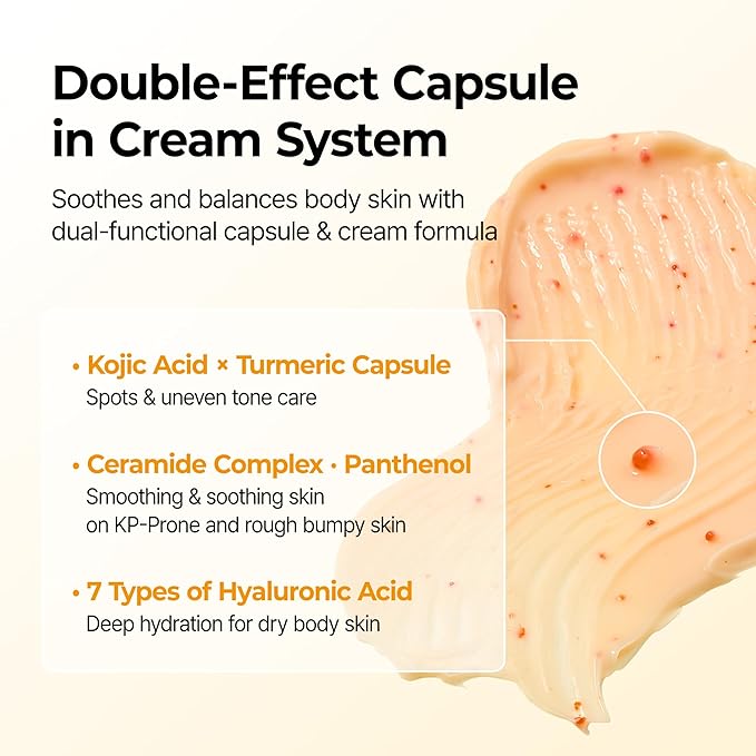 Dr.Melaxin Kojic Acid Turmeric Body Cream with Ceramides, Brightening Body Moisturizer for Dark Spots & Uneven Tone, Panthenol & Hyaluronic Acid for Deep Hydration, 7.05 oz