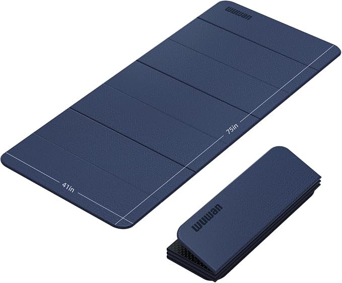 Foldable TPE Yoga Mat Thick 10mm,75" x40"Extra Large Exercise Mats | Stretch Mat Non-slip Fitness Folding Mat Easy to Carry,Wide Gym Mats for Women Men Suitable for Home Workout Travel Pilates