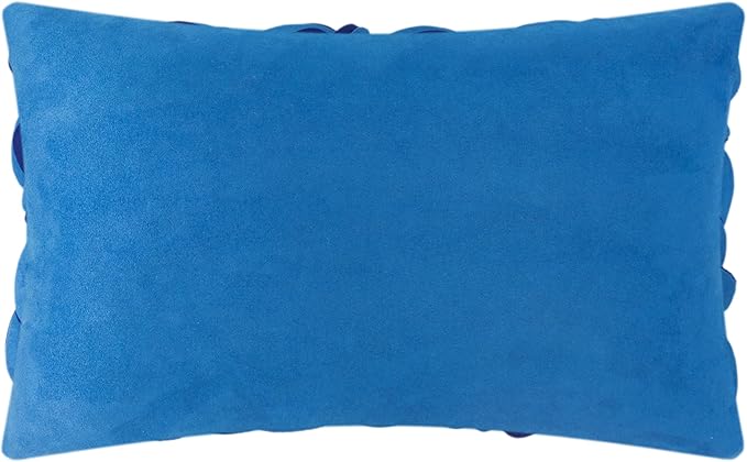KINGROSE 3D Floral Decorative Throw Pillow Cover Handmade Soft Pillow Case Sham Solid Cushion Cover for Bedroom Home Decor Sofa 12 x 20 Inches Solid Suede Blue