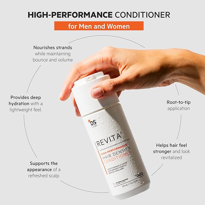 DS Labs Revita Conditioner, 205 mL – Scalp Refreshing Hydration for Fuller Looking, Weightless Hydration, Caffeine, Turmeric, Sulfate & Silicone Free, Color Safe, For Men & Women | High-Performance, Strengthening, Thickening, Volumizing, Fuller