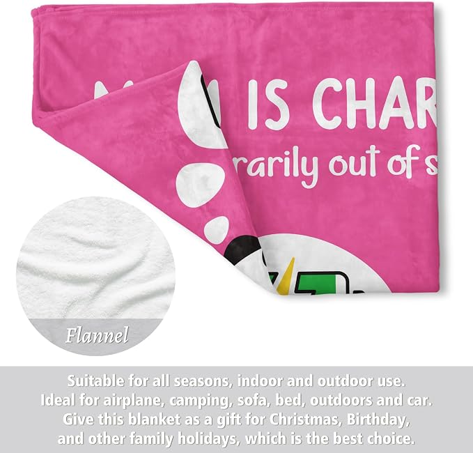 Craftique Mom Birthday Gifts, Funny Gifts for Mom- Mom's Charging Blanket | Mom Gifts for Women from Daughter Son Husband, Super Soft Blanket Throw for Napping Travel, 60”×50”