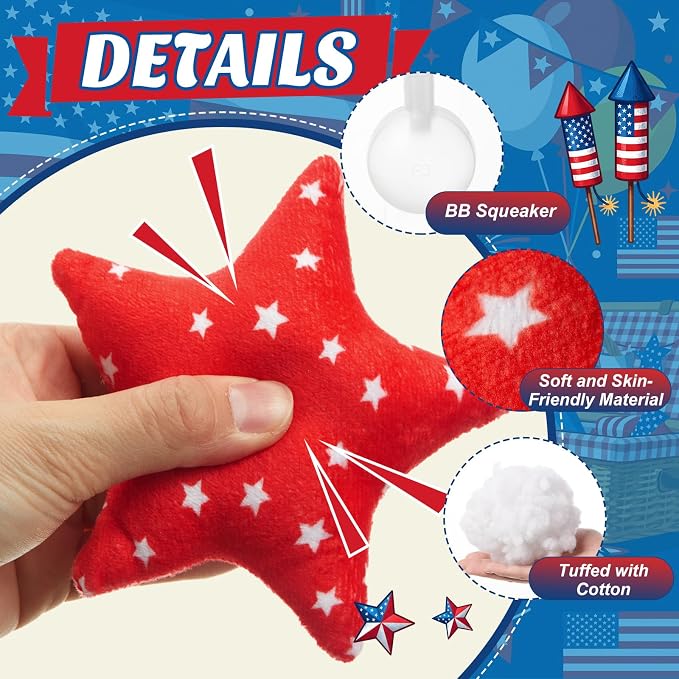 Civaner 24 Pcs Stuffed Dog Toy Squeaky Plush for Small Breed, Star