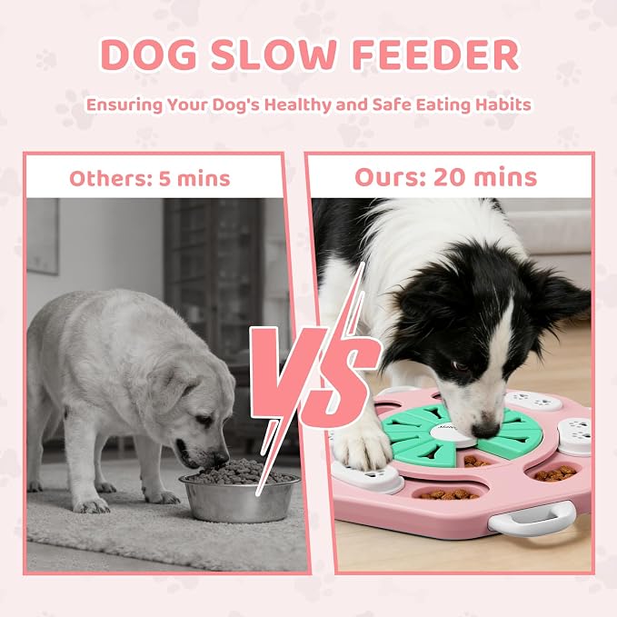Dog Puzzle Toy for Smart Dogs, Interactive Dog Enrichment Toys,Level2(Pink)