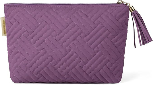 BAGSMART Small Makeup Bag, Elegant Cosmetic Pouch with Tassel, Soft Water-Resistant Travel Organizer for Women, Cosmetics & Everyday Essentials